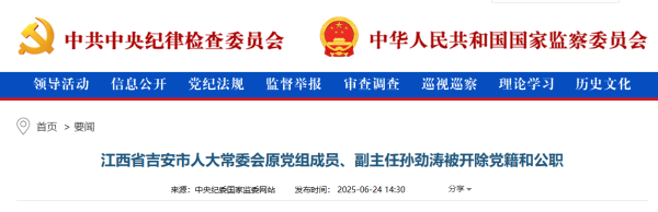 旗开网 江西省委批准，孙劲涛被开除党籍_大皖新闻 | 安徽网