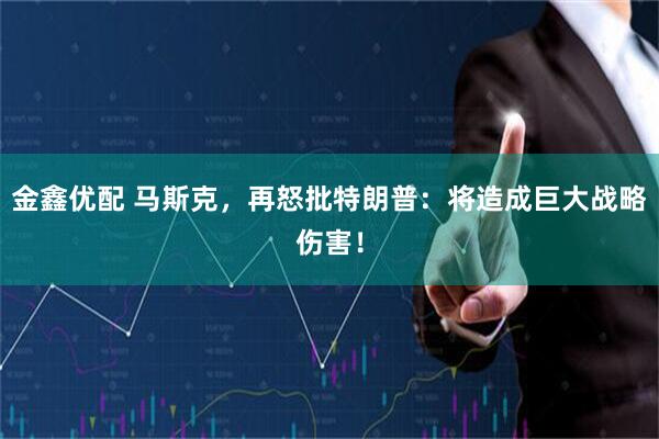 金鑫优配 马斯克，再怒批特朗普：将造成巨大战略伤害！