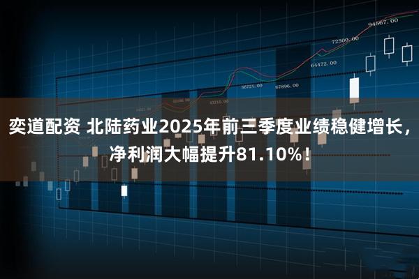 奕道配资 北陆药业2025年前三季度业绩稳健增长，净利润大幅提升81.10%！